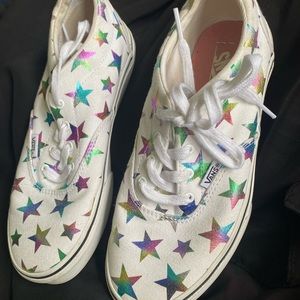 One pair of childs Van tennis shoes. Used but in excellent condition. Size 4.5